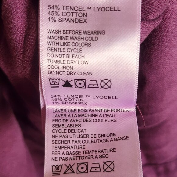 Tommy Bahama Shirt Mens 2XL Purple Button Up Palm Lined Cuffs Herringbone Casual - Picture 8 of 13